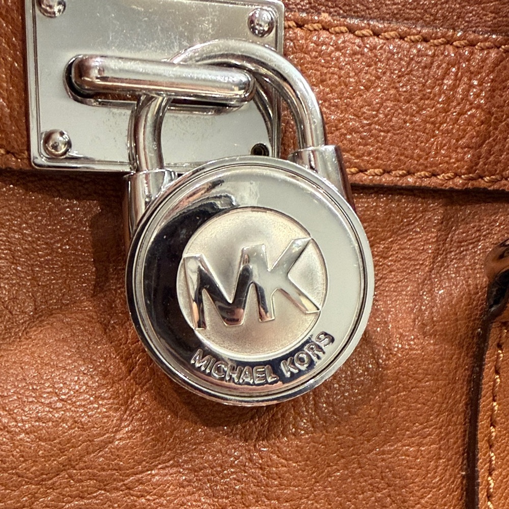 Michael Kors Brown Leather Satchel with Silver Hardware - Picture 2 of 9